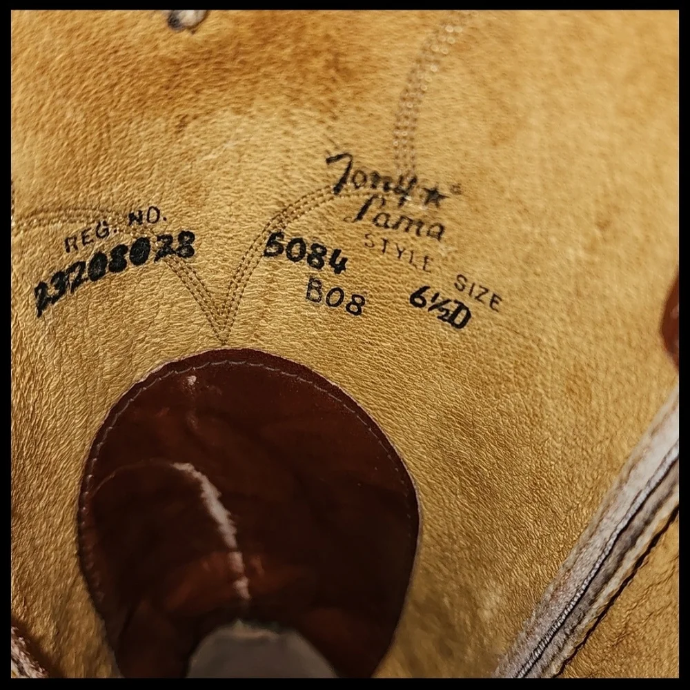 Tony Lama Brown Genuine  Leather Soles  Cowboy Boots